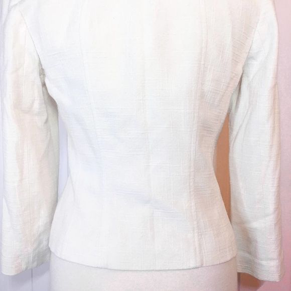 David Meister Cream Tweed Crochet Trim Blazer Size 4 - Picture 9 of 11